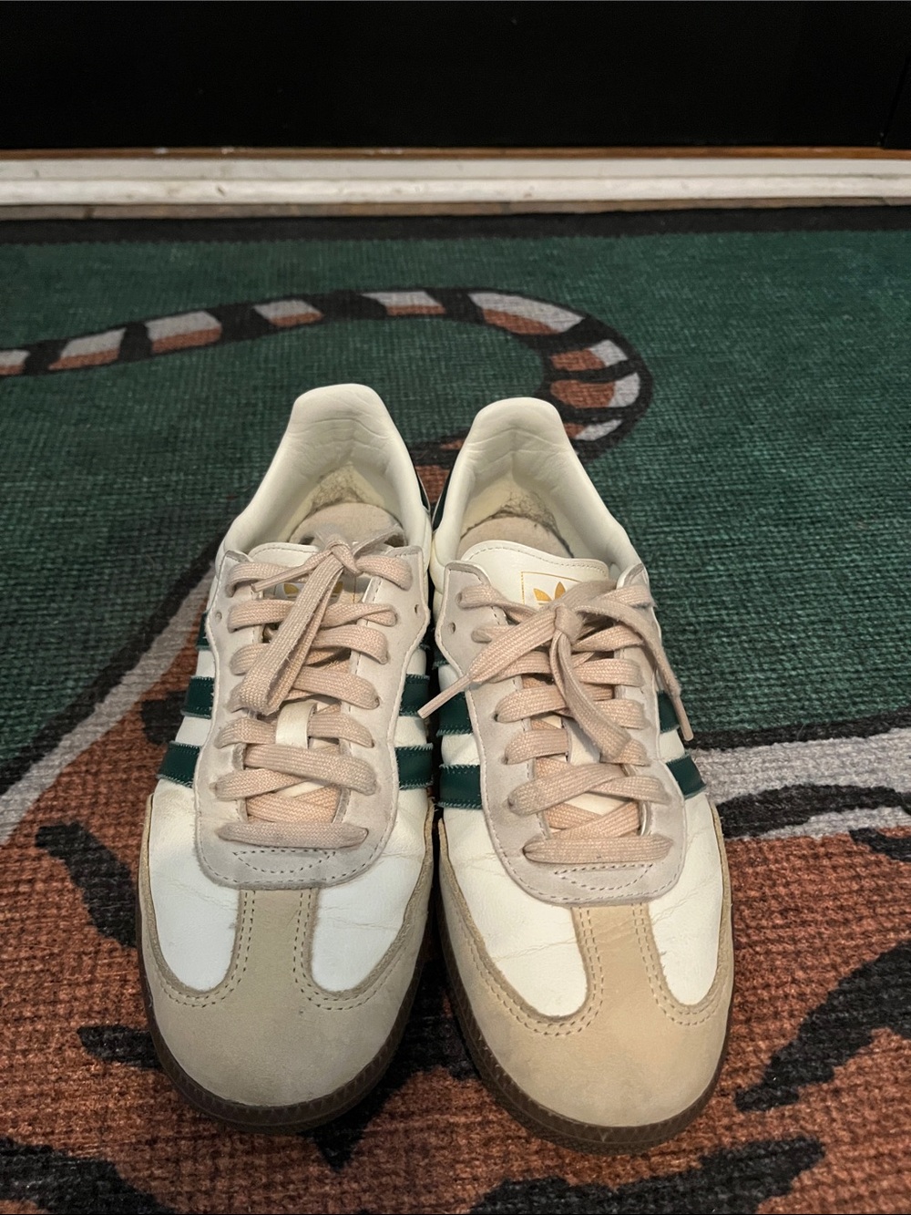 adidas Women’s Cream & Green Classic Low-Top Sneakers